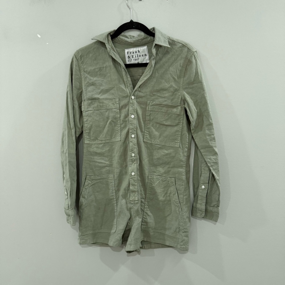 Frank & Eileen Romper Ireland Playsuit Button Down in Sage Green - Picture 4 of 7